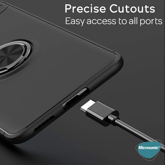 Microsonic Huawei P40 Kılıf Kickstand Ring Holder Siyah 5