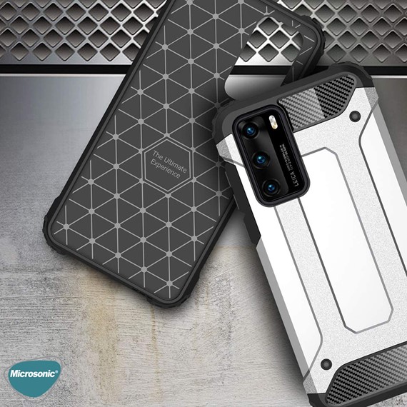 Microsonic Huawei P40 Kılıf Rugged Armor Gümüş 4