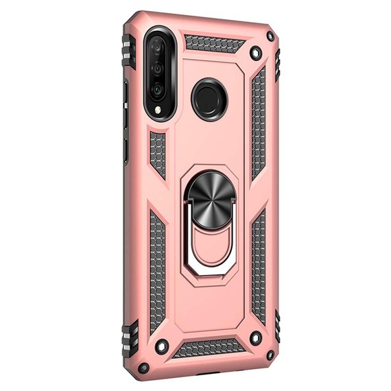 Microsonic Huawei P40 Lite E Kılıf Military Ring Holder Rose Gold 2