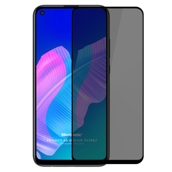 Microsonic Huawei P40 Lite E Privacy 5D Gizlilik Filtreli Cam Ekran Koruyucu Siyah 1