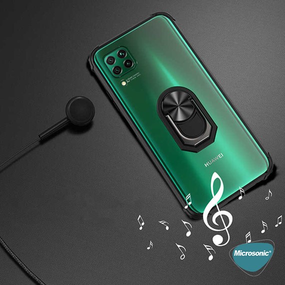 Microsonic Huawei P40 Lite Kılıf Grande Clear Ring Holder Kırmızı 5