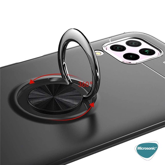 Microsonic Huawei P40 Lite Kılıf Kickstand Ring Holder Lacivert 3