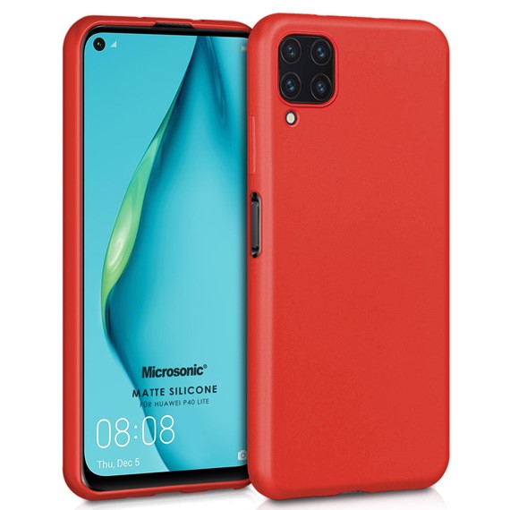 Microsonic Matte Silicone Huawei P40 Lite Kılıf Kırmızı 1