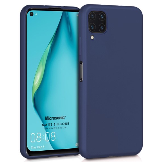 Microsonic Matte Silicone Huawei P40 Lite Kılıf Lacivert 1