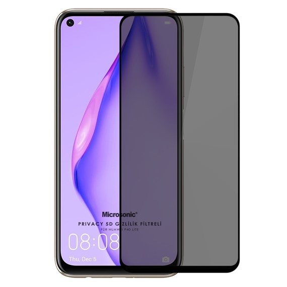 Microsonic Huawei P40 Lite Privacy 5D Gizlilik Filtreli Cam Ekran Koruyucu Siyah 1