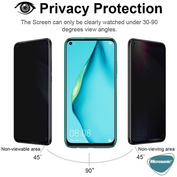 Microsonic Huawei P40 Lite Privacy 5D Gizlilik Filtreli Cam Ekran Koruyucu Siyah 2