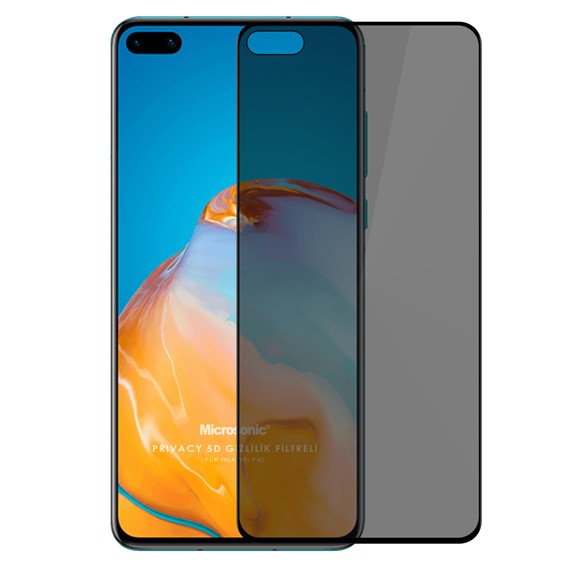 Microsonic Huawei P40 Privacy 5D Gizlilik Filtreli Cam Ekran Koruyucu Siyah 1