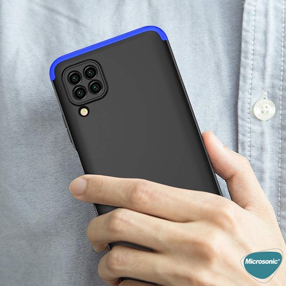 Microsonic Huawei P40 Lite Kılıf Double Dip 360 Protective Siyah Mavi 5