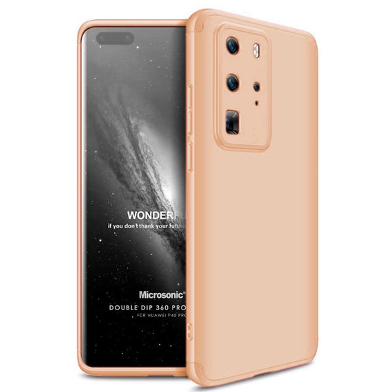 Microsonic Huawei P40 Pro Kılıf Double Dip 360 Protective Gold 1