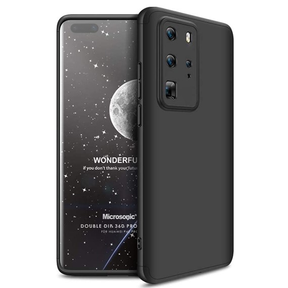 Microsonic Huawei P40 Pro Kılıf Double Dip 360 Protective Siyah 1