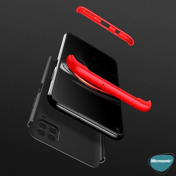 Microsonic Huawei P40 Lite Kılıf Double Dip 360 Protective Siyah Kırmızı 3