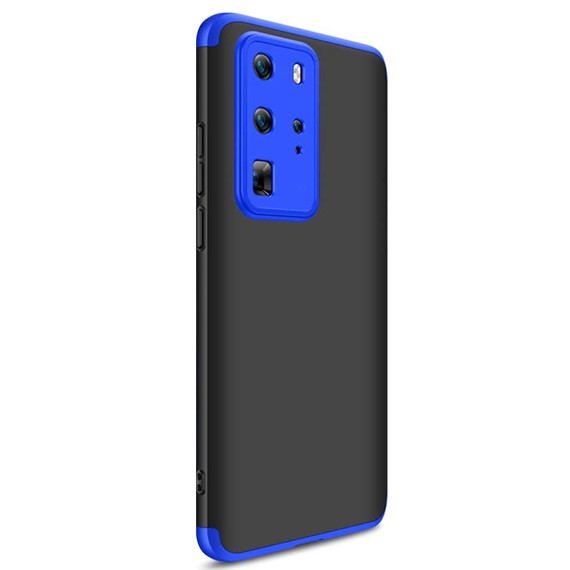 Microsonic Huawei P40 Pro Kılıf Double Dip 360 Protective Siyah Mavi 2