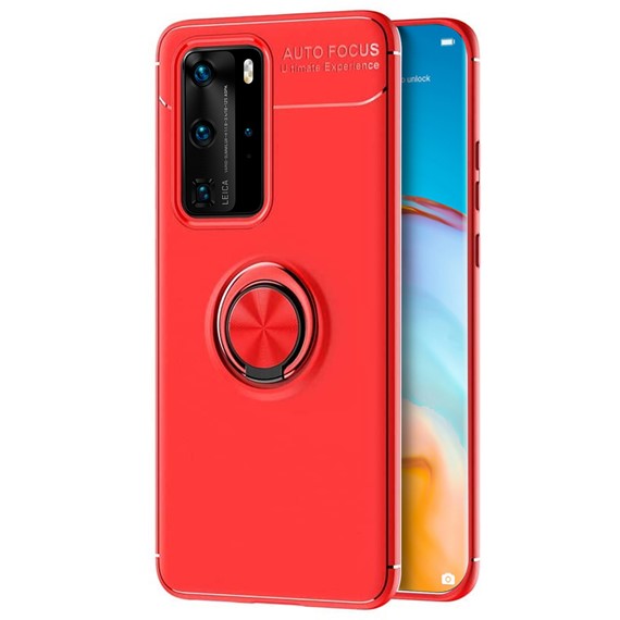 Microsonic Huawei P40 Pro Kılıf Kickstand Ring Holder Kırmızı 1