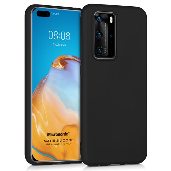 Microsonic Matte Silicone Huawei P40 Pro Kılıf Siyah 1