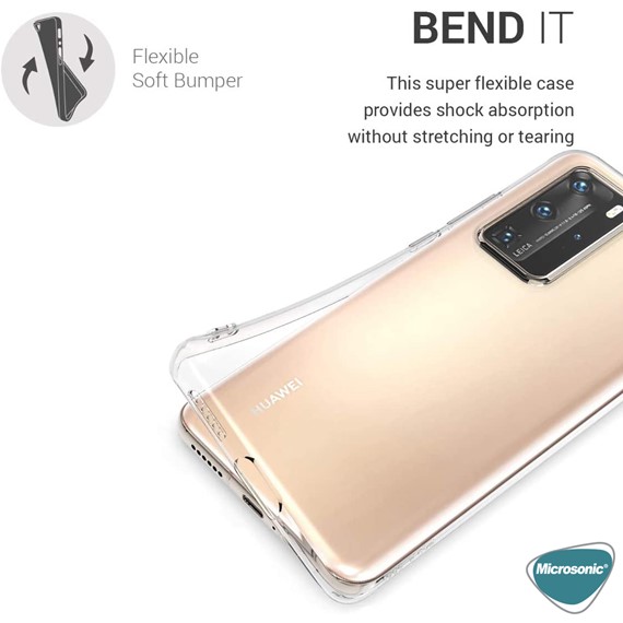 Microsonic Huawei P40 Pro Kılıf Transparent Soft Beyaz 3