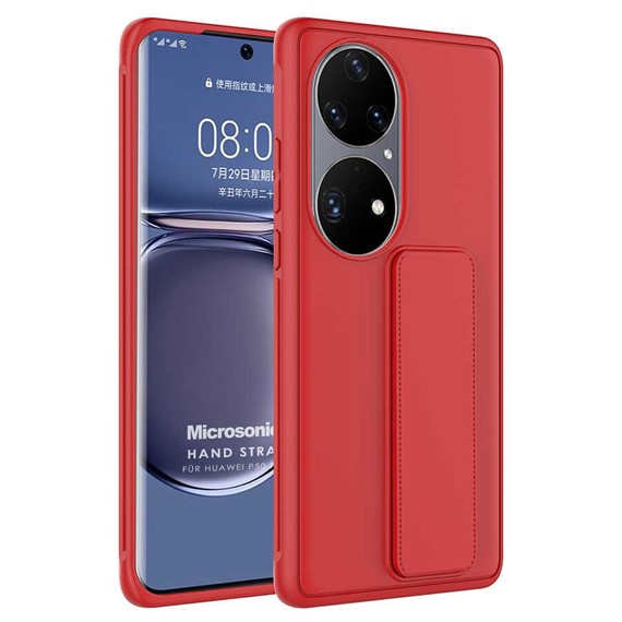 Microsonic Huawei P50 Pro Kılıf Hand Strap Kırmızı 1