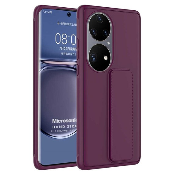 Microsonic Huawei P50 Pro Kılıf Hand Strap Mor 1