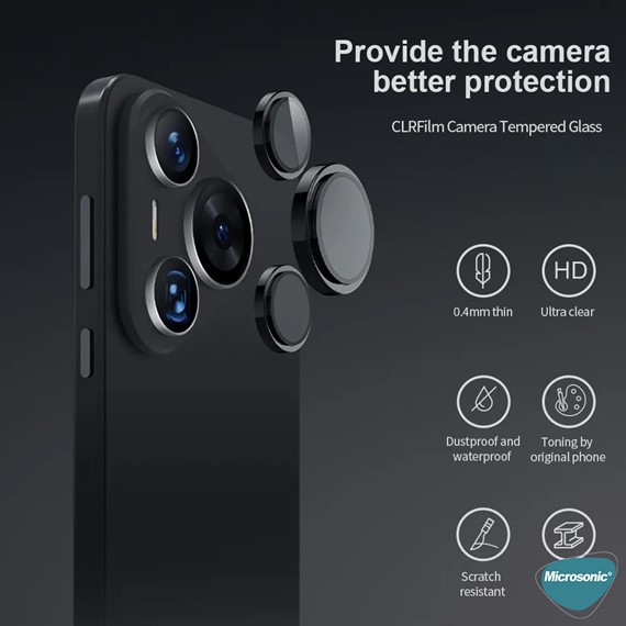 Microsonic Huawei Pura 70 Pro Tekli Kamera Lens Koruma Camı Siyah 2