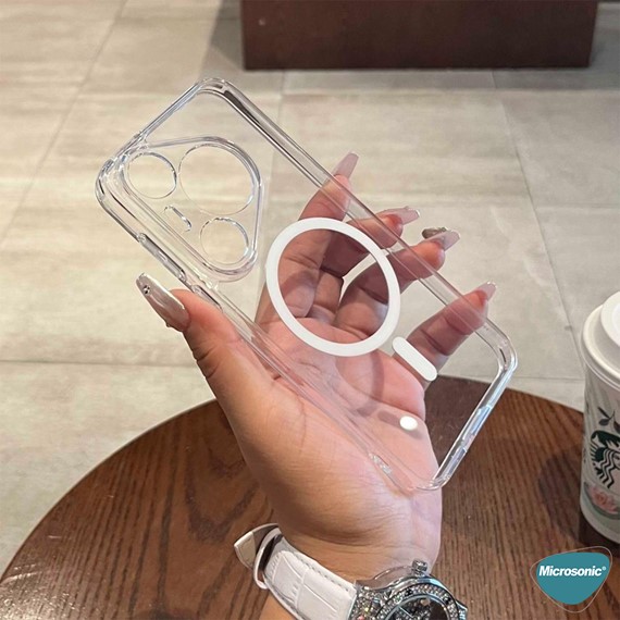 Microsonic Huawei Pura 80 Pro Kılıf MagSafe Clear Sararmaz Şeffaf 3