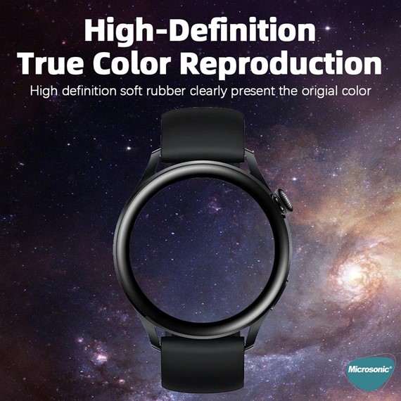 Microsonic Huawei Watch 3 Tam Kaplayan Temperli Cam Full Ekran Koruyucu Siyah 5