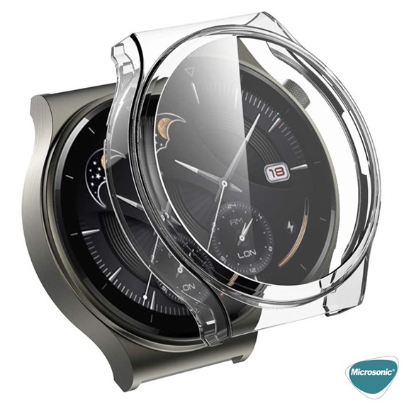 Microsonic Huawei Watch 4 Pro Kılıf 360 Full Round Soft Silicone Gümüş 5