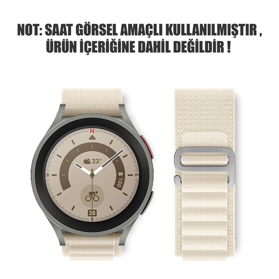 Microsonic Samsung Galaxy Watch 3 45mm Kordon Alpine Loop Bej 2