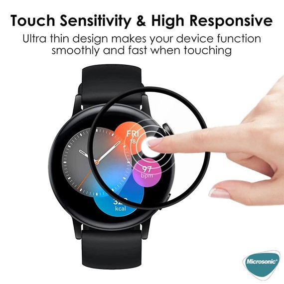 Microsonic Huawei Watch GT5 41mm Tam Kaplayan Temperli Cam Full Ekran Koruyucu Siyah 2