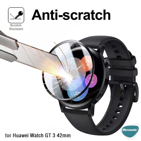 Microsonic Huawei Watch GT4 41mm Tam Kaplayan Temperli Cam Full Ekran Koruyucu Siyah 4