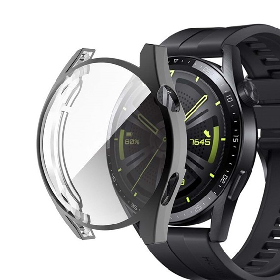 Microsonic Huawei Watch GT3 46mm Kılıf 360 Full Round Soft Silicone Siyah 1