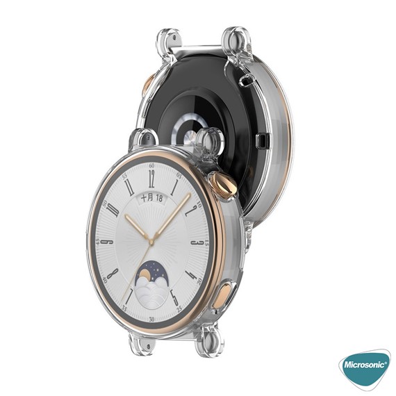Microsonic Huawei Watch GT5 Pro 42mm Kılıf 360 Full Round Soft Silicone Şeffaf 2