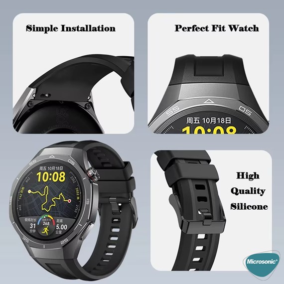 Microsonic Huawei Watch GT5 Pro 42mm Kordon Silicone SwiftBands Gri 4