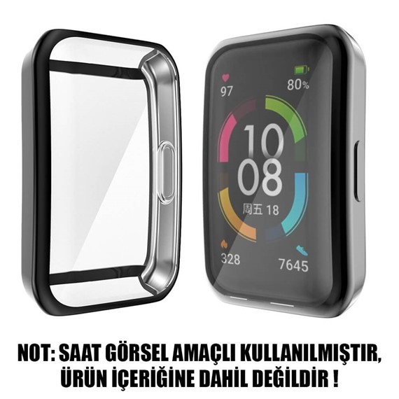 Microsonic Huawei Band 7 Kılıf 360 Full Round Soft Silicone Gümüş 2