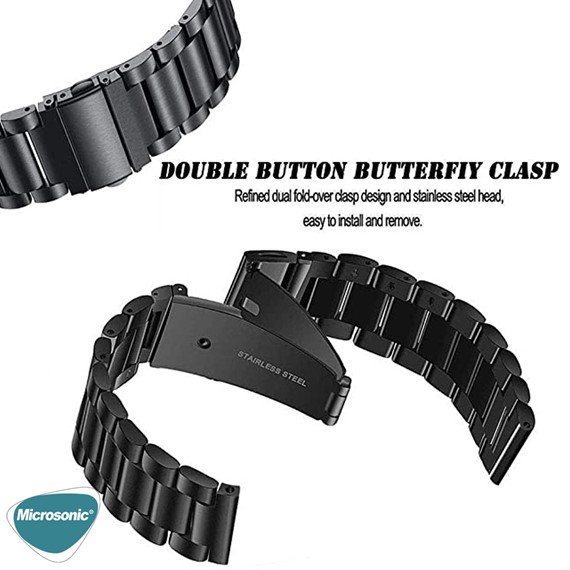 Microsonic Huawei Watch GT 3 Pro 46mm Titanyum Metal Stainless Steel Kordon Siyah 4