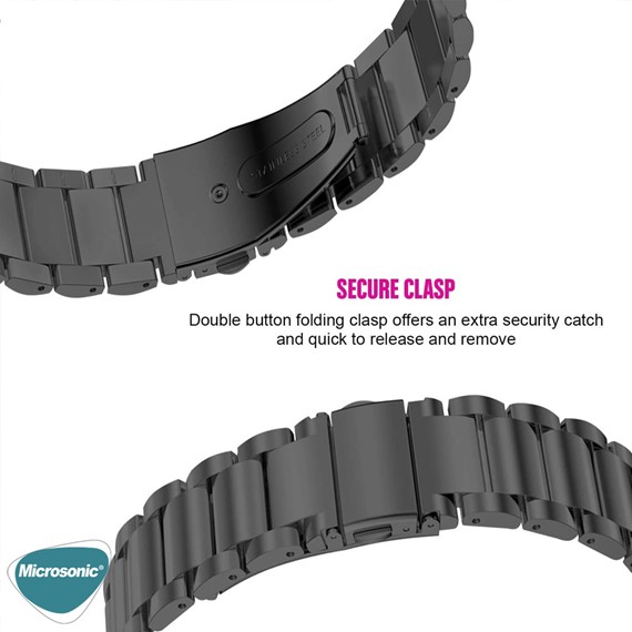 Microsonic Samsung Galaxy Watch 46mm Metal Stainless Steel Kordon Gümüş 6