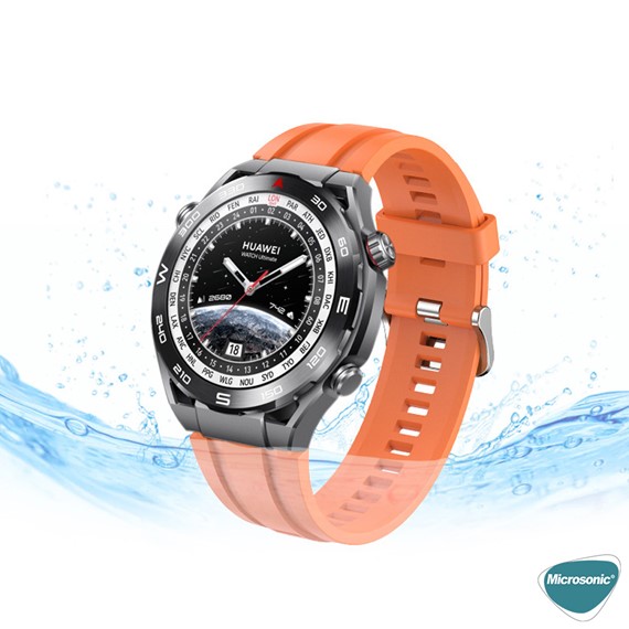 Microsonic Huawei Watch Ultimate Kordon Silicone Sport Band Turuncu 5