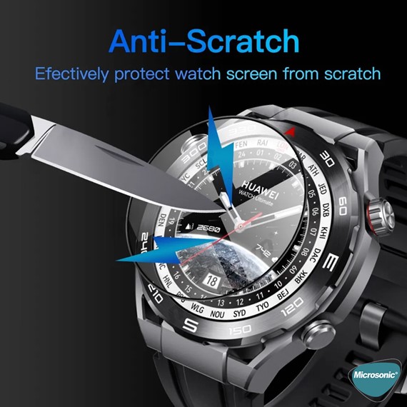 Microsonic Huawei Watch 4 Tam Kaplayan Nano Cam Ekran Koruyucu Siyah 6