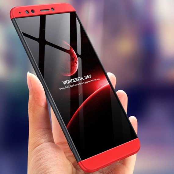 Microsonic Huawei Y5 2018 Kılıf Double Dip 360 Protective Siyah Kırmızı 5