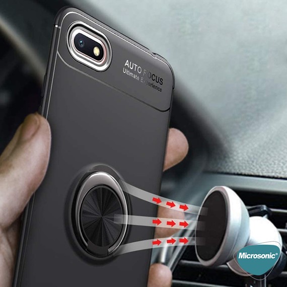 Microsonic Huawei Honor 7S Kılıf Kickstand Ring Holder Kırmızı 3