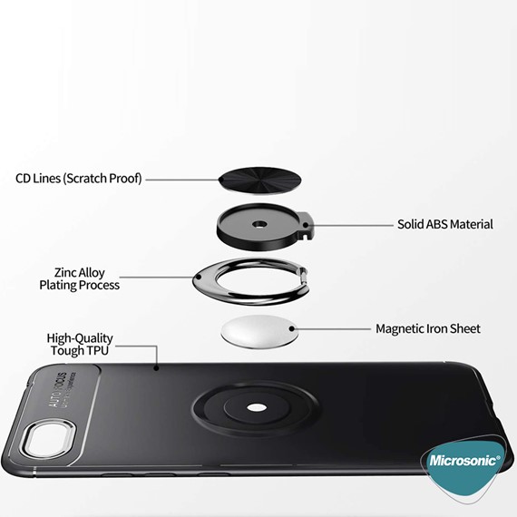 Microsonic Huawei Y5 2018 Kılıf Kickstand Ring Holder Lacivert 5