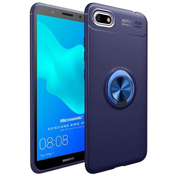 Microsonic Huawei Honor 7S Kılıf Kickstand Ring Holder Lacivert 1