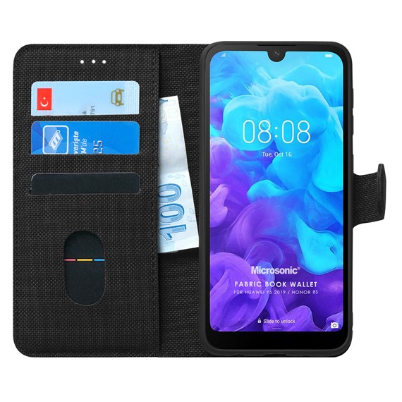 Microsonic Huawei Y5 2019 Kılıf Fabric Book Wallet Siyah 1