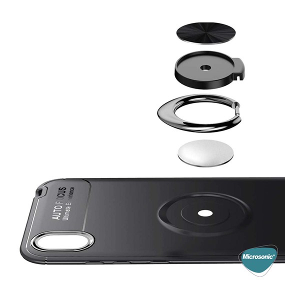 Microsonic Huawei Honor 8S Kılıf Kickstand Ring Holder Siyah 6