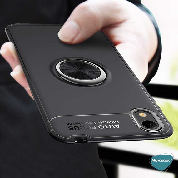 Microsonic Huawei Honor 8S Kılıf Kickstand Ring Holder Siyah Rose 8