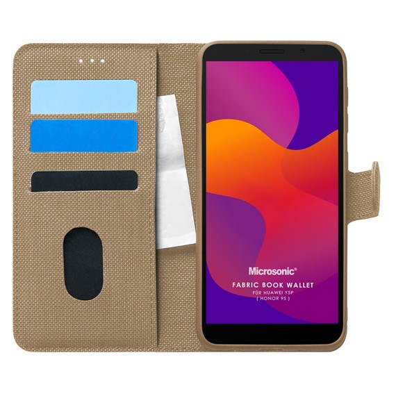 Microsonic Huawei Y5P Kılıf Fabric Book Wallet Gold 1