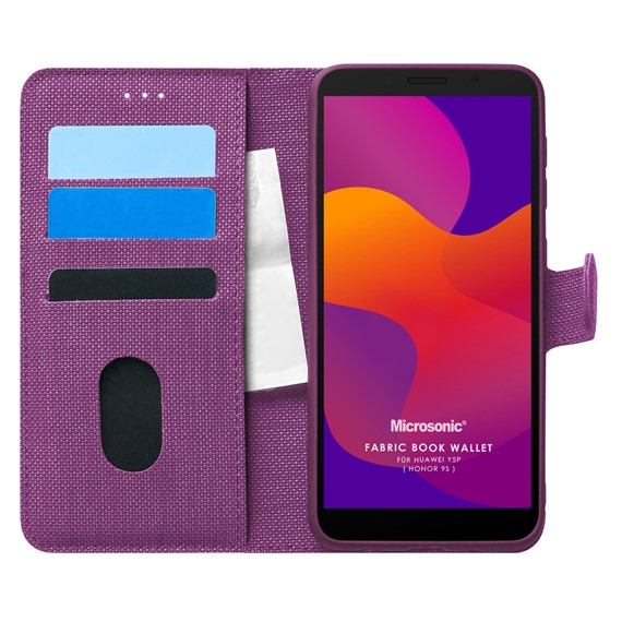 Microsonic Huawei Y5P Kılıf Fabric Book Wallet Mor 1