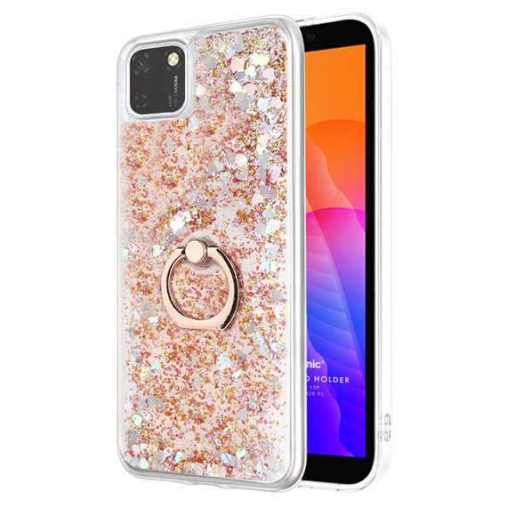 Microsonic Huawei Y5P Kılıf Glitter Liquid Holder Gold 1