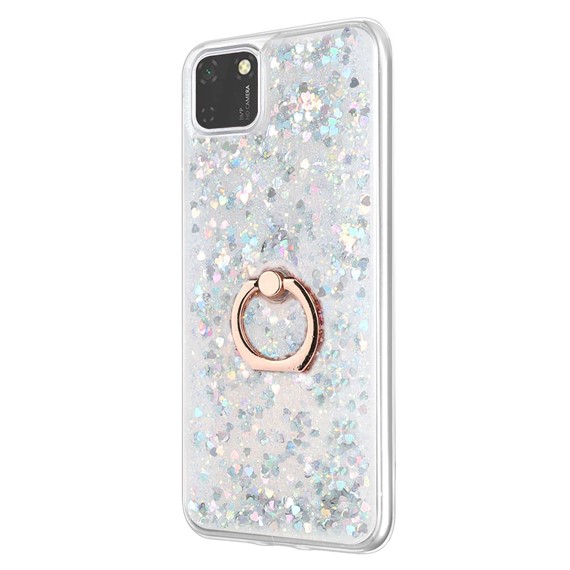 Microsonic Huawei Y5P Kılıf Glitter Liquid Holder Gümüş 2