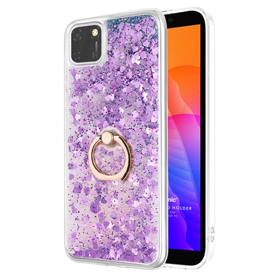 Microsonic Huawei Y5P Kılıf Glitter Liquid Holder Mor 1