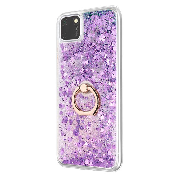 Microsonic Huawei Y5P Kılıf Glitter Liquid Holder Mor 2