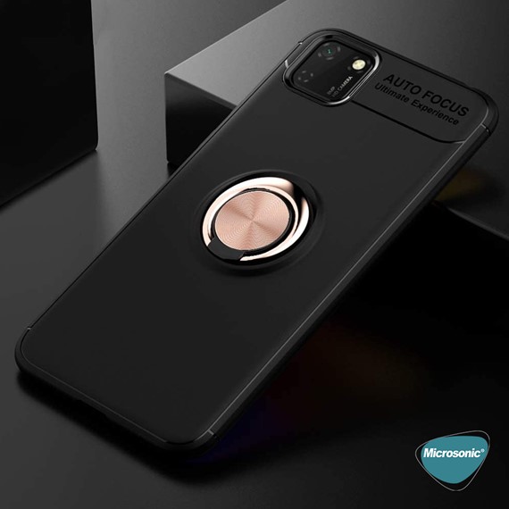 Microsonic Huawei Y5P Kılıf Kickstand Ring Holder Lacivert 5